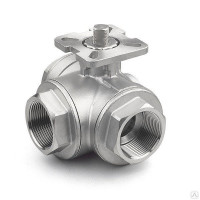 Кран шаровой трехходовой L-порт 3/4" с площадкой ISO5211, нерж. ст. 304