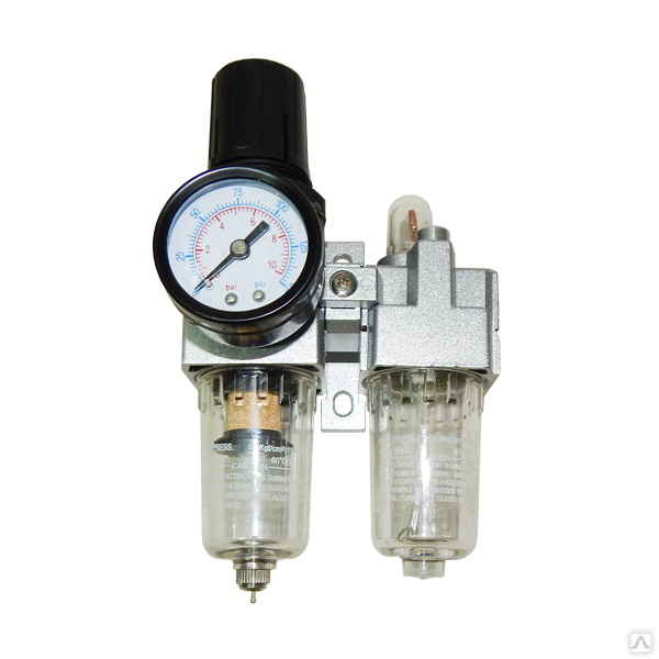Блок подготовки воздуха Фильтр-регулятор+маслораспылитель в комплекте с манометром и кронштейном G1/4"